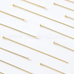 真鍮フラットヘッドピン100個。  長持ちメッキ  18KGP本金メッキ  51x0.7mm（21ゲージ）  ヘッド：2mm&nbsp;KK-BC0002-84A