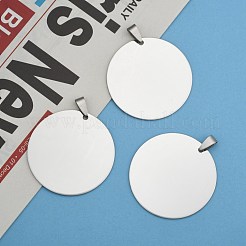 Non-Tarnish 201 Stainless Steel Flat Round Mirror Polished Finish Stamping Blank Tag Pendants&nbsp;STAS-S030-10