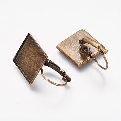 真鍮製フレンチフックピアスパーツ  アンティークブロンズ  28x16mm  インナー：15x15mm&nbsp;X-KK-B816-AB