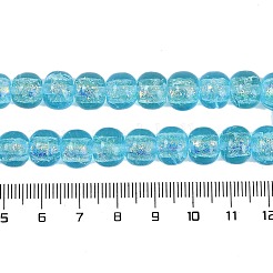 手作りのホイルランプワークビーズ連売り  ロンデル  ライトスカイブルー  10.5x8.5mm  穴：1mm  約40個/連  12.99''（33センチメートル）&nbsp;FOIL-K003-04G