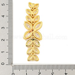Brass Pave Clear Cubic Zirconia Flower with Leaf Links Connector Charms&nbsp;KK-P277-52G-01