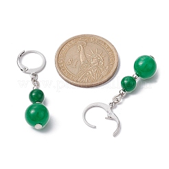 Round Natural Malaysia Jade Dangle Earrings&nbsp;EJEW-JE05536-01