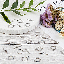 304ステンレススチールトグル留め具  リング  ステンレス鋼色  リング：20x16.5x2mm  穴：3mm  バー：23x6.5x2mm  穴：3mm  50セット /箱&nbsp;STAS-UN0002-25P