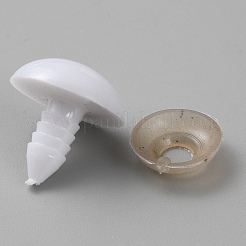 プラスチック安全目  ガスケット付き  かぎ針編みのおもちゃやぬいぐるみ用の半円形のクラフトアイ  ホワイト  20x18mm&nbsp;DIY-WH0504-85E