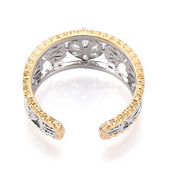 Hollow Leaf Brass Cuff Ring Settings&nbsp;KK-T076-72P