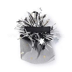 ハロウィンテーマのフェルトアリゲーターヘアクリップ  アイロンクリップとオーガンジー付き  子供用  クモ  105x82x21mm&nbsp;LS-PHAR-L008-01H