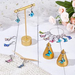 20Pcs 10 Colors Alloy Enamel Butterfly Charms Locking Stitch Markers&nbsp;HJEW-SC0001-28