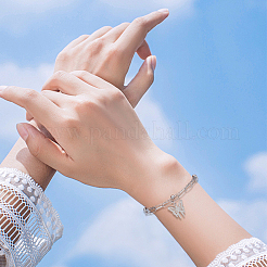 女性用合金マルチ連ブレスレット4個、2スタイル  プラチナ  プラチナ  6-3/47-1/8インチ（17~18cm）  2個/スタイル&nbsp;BJEW-SC0001-59