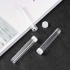 蓋付きのクリアチューブプラスチック製のビーズの容器  透明  7.6x1.35cm&nbsp;C066Y