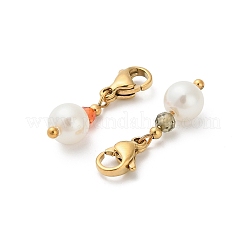 ABS Imitation Pearl & Glass Round Pendant Decorations&nbsp;STAS-K306-47G