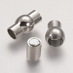 端が接着された真鍮のマグネットクラスプ  ニッケルフリー  オーバル  プラチナ  17x10mm  穴：6mm&nbsp;LS-KK-G230-6mm-P-NF
