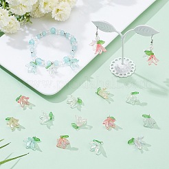 透明なアクリルパーツ  真鍮ボールヘッドピン付き  花  ミックスカラー  17x16x15.5mm  穴：2mm  6個/セット  15セット/袋&nbsp;FIND-SC0009-19