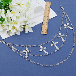 1Pc Iron 3 Layer Cross Tassel Trousers Chains&nbsp;AJEW-SC0031-16
