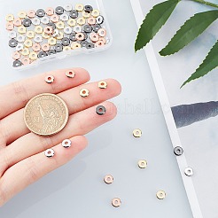 真鍮製スペーサービーズ  フラットラウンド  ミックスカラー  6x1.2mm  穴：1.8mm  4色  30個/カラー  120pc&nbsp;KK-AR0001-67
