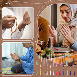 12Pcs 12 Colors Glass Pearl Round Mala Beaded Polyester Tassel Prayer Necklaces&nbsp;NJEW-PH0001-42