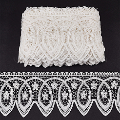 15ヤードのコットン刺繍フラワーレースリボン  服飾材料  ホワイト  6-3/8インチ（161mm）  約15.00ヤード（13.72m）/ pc&nbsp;OCOR-WH0086-91C