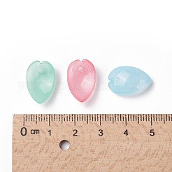 透明スプレー塗装ガラスペンダント  花びら  ミックスカラー  17.5x11.5x5.5mm  穴：1.2mm&nbsp;GLAA-S183-15