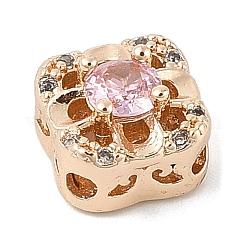 Brass Micro Pave Cubic Zirconia Beads&nbsp;KK-K297-33G-01