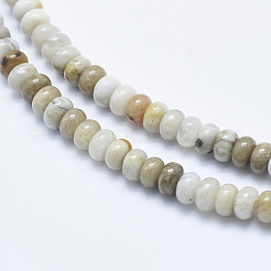 天然石シルバーリーフジャスパビーズ連売り  ロンデル  4.5~5x2~3mm  穴：1mm  約142個/連  15.7インチ（40cm）&nbsp;G-E444-36B