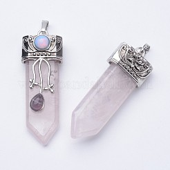 Natural Rose Quartz Big Pointed Pendants&nbsp;G-F340-05E