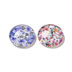 Half Round/Dome Floral Printed Glass Cabochons&nbsp;GGLA-A002-12mm-UU