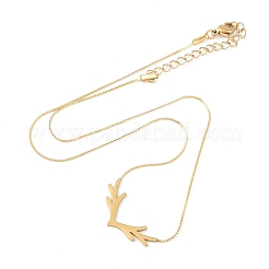 304ステンレススチールペンダントネックレス  女性用ゴールドトーンサーペンタインチェーンネックレス  鹿  14.61インチ（37.1cm）  ペンダント：27x12mm&nbsp;NJEW-K266-03B-G