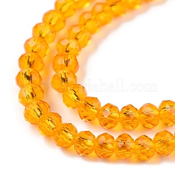 ガラスビーズ連売り  多面カット  ロンデル  オレンジ  2.5x1.5~2mm  穴：0.6~0.7mm  約154~161個/連  1連/セット&nbsp;EGLA-T021-01K