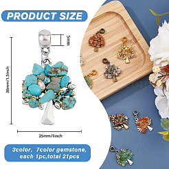 21Pcs 21 Styles Mixed Gemstone Chip  European Dangle Charms&nbsp;PALLOY-AB00057