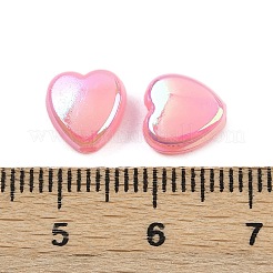 ABSプラスチックビーズ2631個  ハート  ABカラーメッキ  フラミンゴ  9x9x4.5mm  穴：1.6mm&nbsp;KY-H009-01B