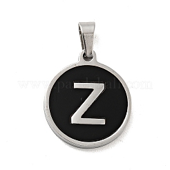 304ステンレスペンダント  アクリルと  アルファベット付きフラットラウンド  ステンレス鋼色  a～zの文字  18x16x1.5mm  穴：3x6mm&nbsp;STAS-G268-03-P