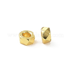 真鍮ビーズ  長持ちメッキ  六角  ゴールドカラー  3.5x3.5x2mm  穴：2mm&nbsp;KK-CBA973B-01G