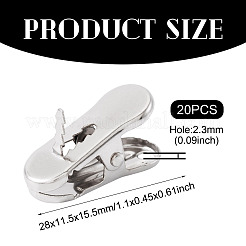 鉄製クランプ20個  多目的クリップ  プラチナ  28x11.5x15.5mm  穴：2.3mm&nbsp;FIND-TA0008-57