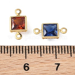 SHEGRACE Brass Pave Cubic Zirconia Square Connector Charms&nbsp;XGRQ2O980-440G