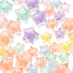 300個12色透明アクリルビーズ  二層ビーズ  多面カット  スター  ミックスカラー  14x15x8.5mm  穴：2mm&nbsp;TACR-LS0001-08