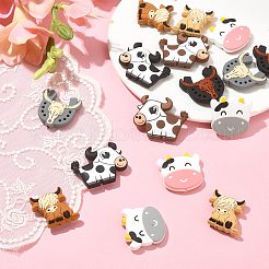 16 個 8 スタイル食品グレード環境に優しいシリコーン焦点ビーズ  牛と牛  ミックスカラー  28~30x26~38x7~9mm  穴：2~3mm  2個/スタイル&nbsp;SIL-CJ0001-11