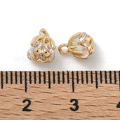 真鍮パヴェキュービックジルコニアフラワーチャーム  18KGP本金メッキ  透明  8x7mm  穴：1.3mm&nbsp;KK-A286-21G-01
