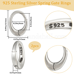 2Pcs 925 Sterling Silver Spring Gate Rings&nbsp;STER-BBC0006-74A