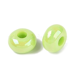 オペークアクリルヨーロピアンビーズ  ABカラー  大きな穴ビーズロンデル  緑黄  14x8mm  穴：5mm&nbsp;OACR-E033-19F