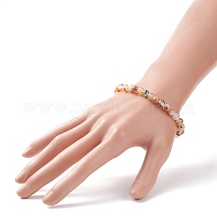 Natural Agate Round Beaded Stretch Bracelet&nbsp;BJEW-JB08614-04