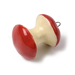 手作りの磁器のペンダント  りんごチャーム  レッド  35x26x25mm  穴：5x3mm&nbsp;PORC-C010-07A