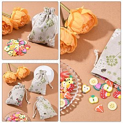 黄麻布製梱包袋ポーチ  巾着袋  ミックスカラー  14~14.4x10~10.2x0.5cm  10個/セット&nbsp;ABAG-YW0001-07A