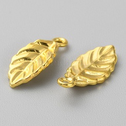 合金チャーム  葉  ゴールドカラー  14.5x7x2mm  穴：1mm&nbsp;FIND-WH0139-15G