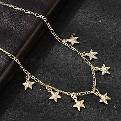 Brass Micro Pave Clear Cubic Zirconia Starfish Pendant Necklaces&nbsp;NJEW-B157-05G