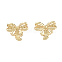 女性用ラックメッキ蝶結び真鍮スタッドピアス  カドミウムフリー＆鉛フリー  長持ちメッキ  18KGP本金メッキ  18.5x22mm&nbsp;EJEW-NH0002-02G