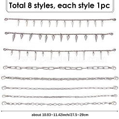 8Pcs 8 Styles Punk Style 304 Stainless Steel Rolo Chains & Alloy Cap Chain&nbsp;HJEW-SC0002-43