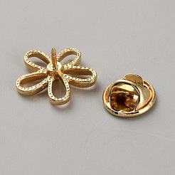 合金アンチグレアラペルピンブローチ  固定式洗濯ばさみ  ゴールドカラー  花  16x17mm&nbsp;LS-JEWB-WH0021-57B-G