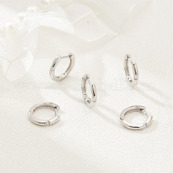 女性用真鍮マイクロパヴェキュービックジルコニアフープピアス  リング  プラチナ  13x13.5x2mm  ピン：0.8mm&nbsp;EJEW-WH0013-97P