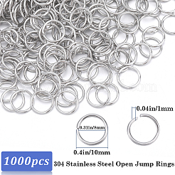 ステンレススチール製オープン丸カン304個1000個  ステンレス鋼色  18ゲージ  10x1mm  内径：8mm&nbsp;STAS-SP0001-71B