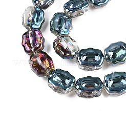 電気メッキガラスビーズセット  花  空色  12x10x6~6.5mm  穴：1mm  約55個/連  26.93''（68.4センチメートル）&nbsp;EGLA-T021-05G