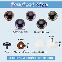 10 Sets 5 Colors Plastic Craft Eyes&nbsp;KY-OC0001-27B